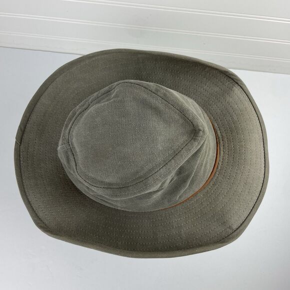 SAGE Fly Fishing River Boonie Gray Canvas Hat Leather Mens Small VTG Made in USA - Picture 6 of 9
